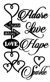 adore love hope hearts  100 x 180mm